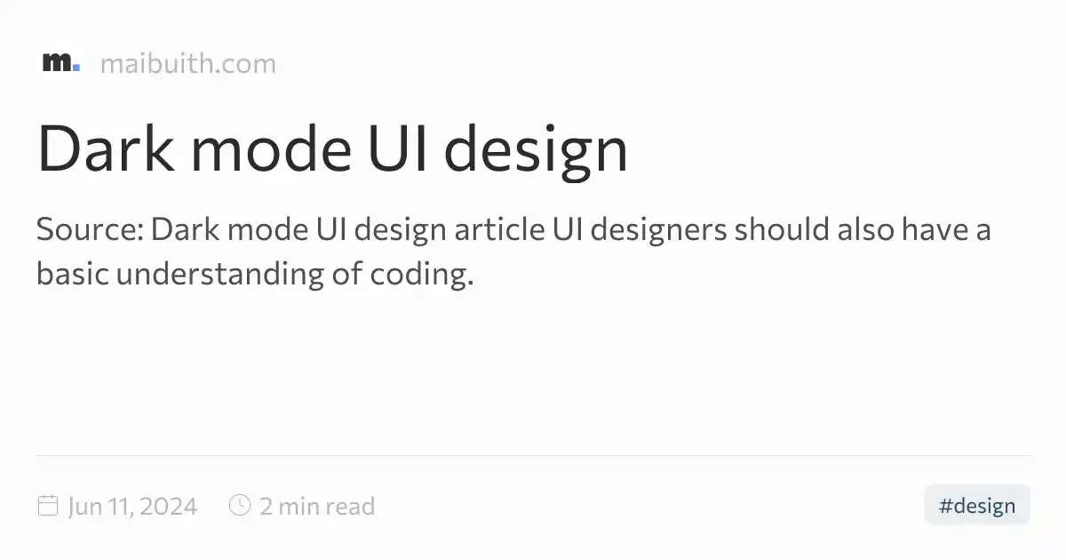 Dark mode UI design
