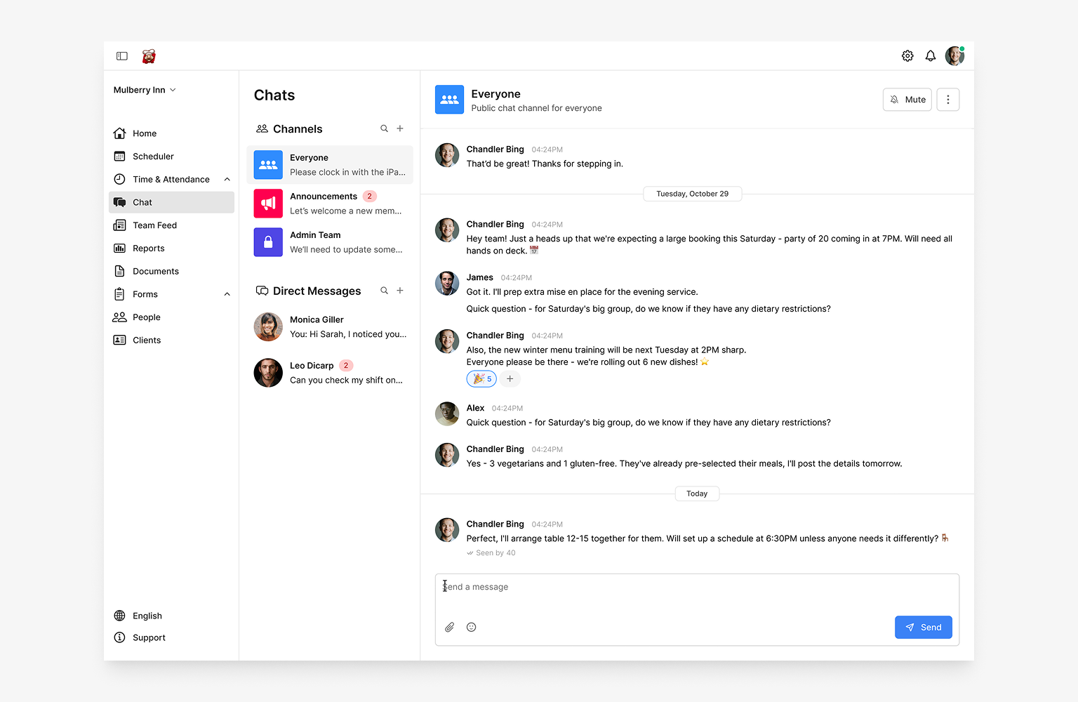 Chat on web: final layout