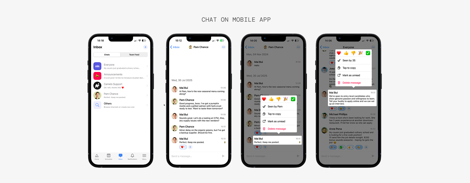 Camelo chat on mobile