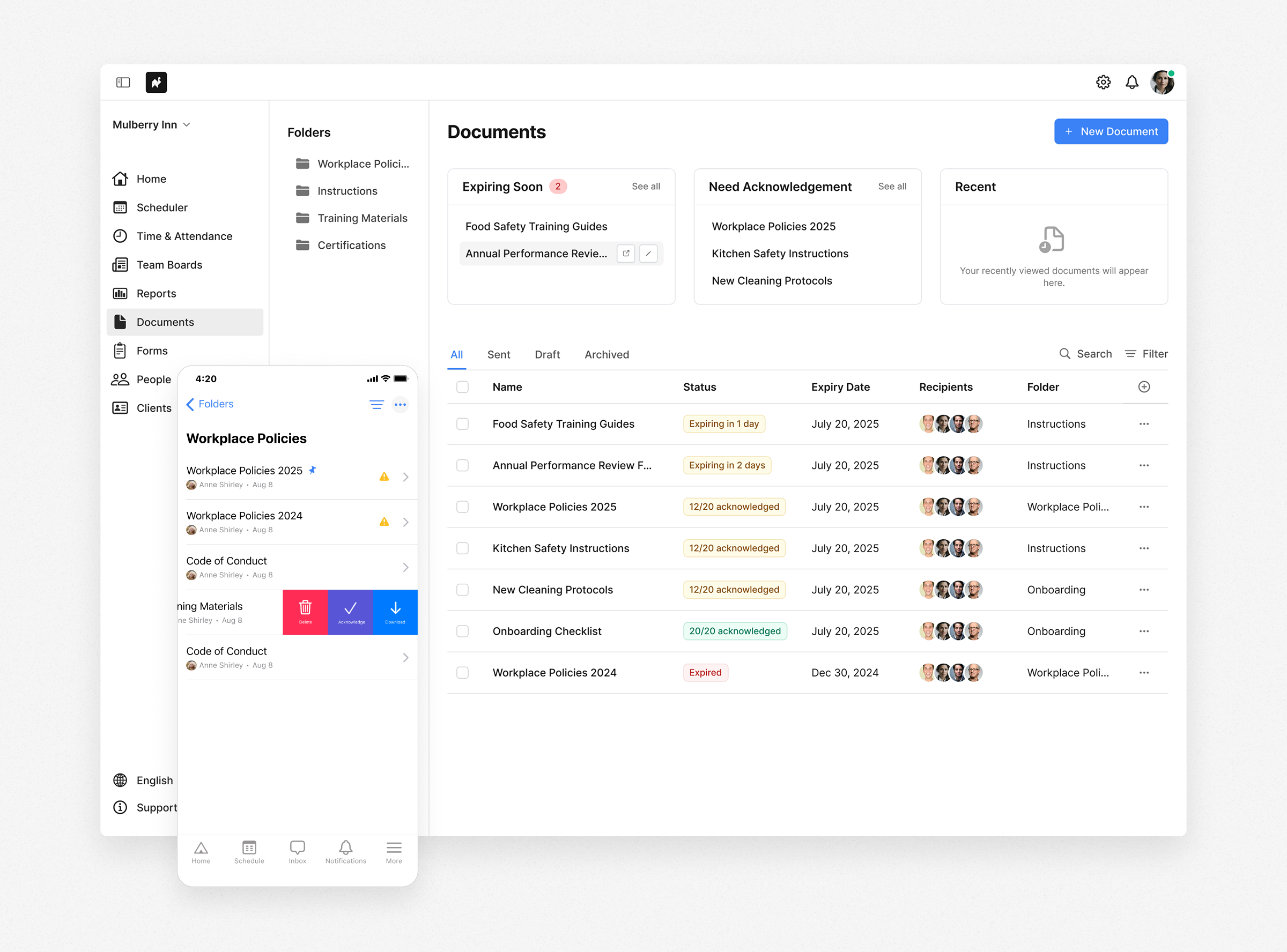 Camelo documents page