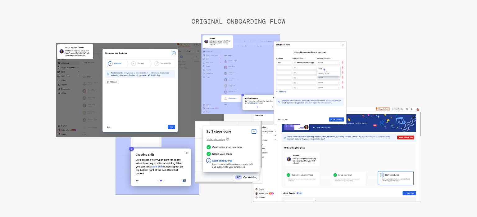 original Camelo onboarding flow