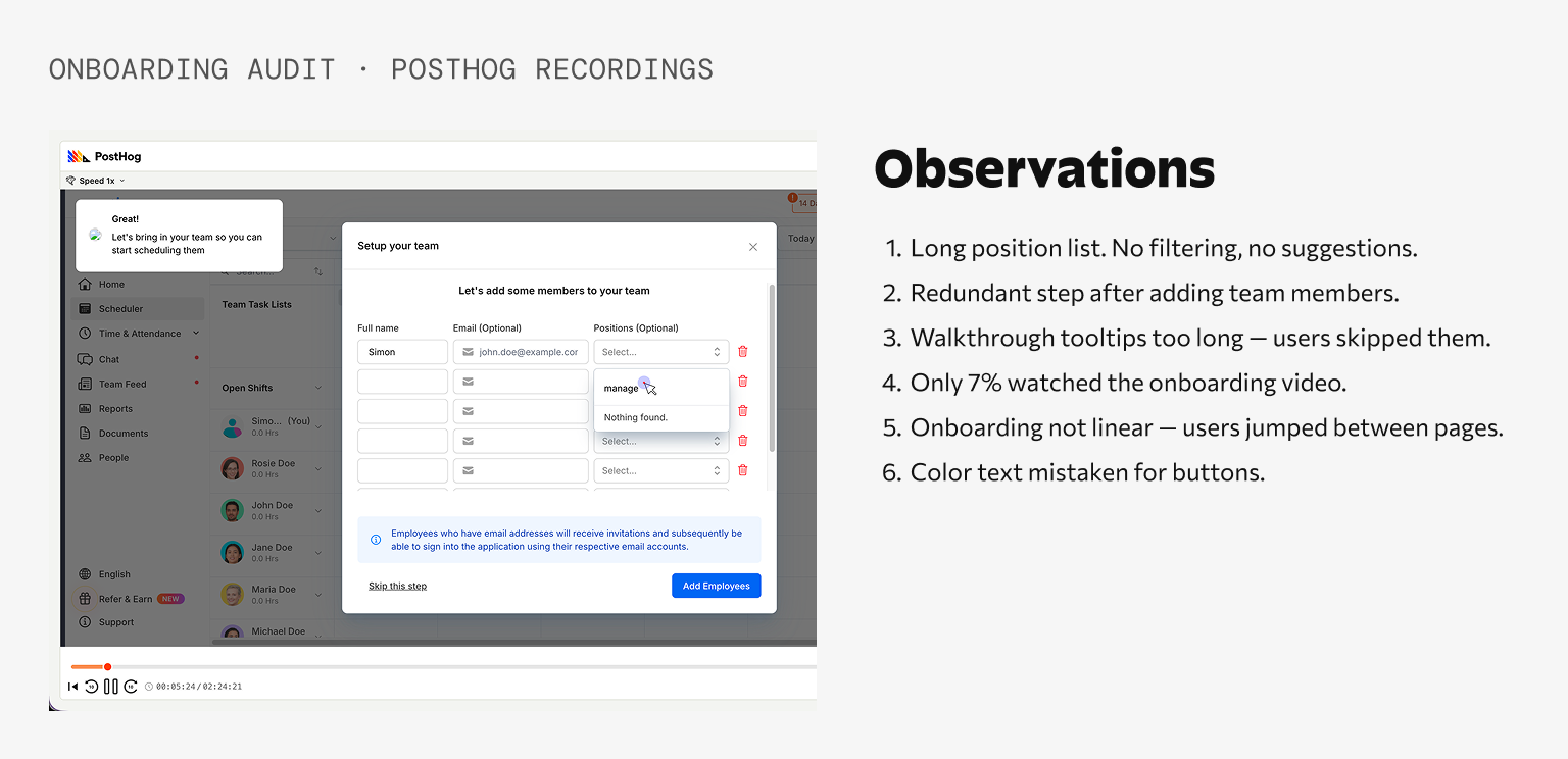 observations from posthog session recordings