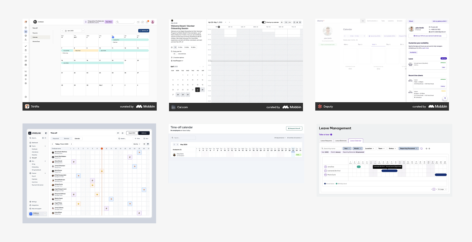 time off calendar moodboard